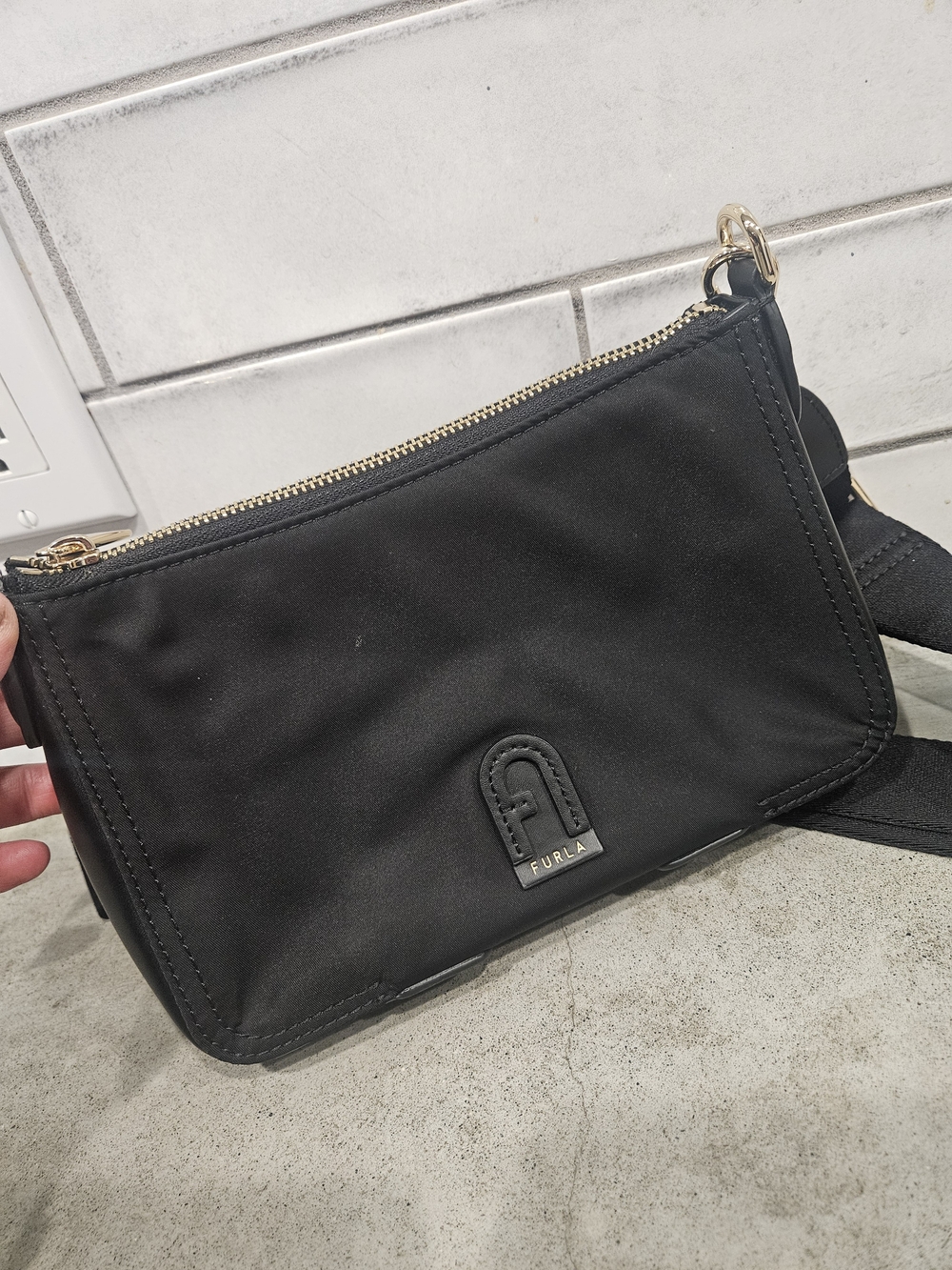 Furla Black Crossbody Nylon Zip Crossbody